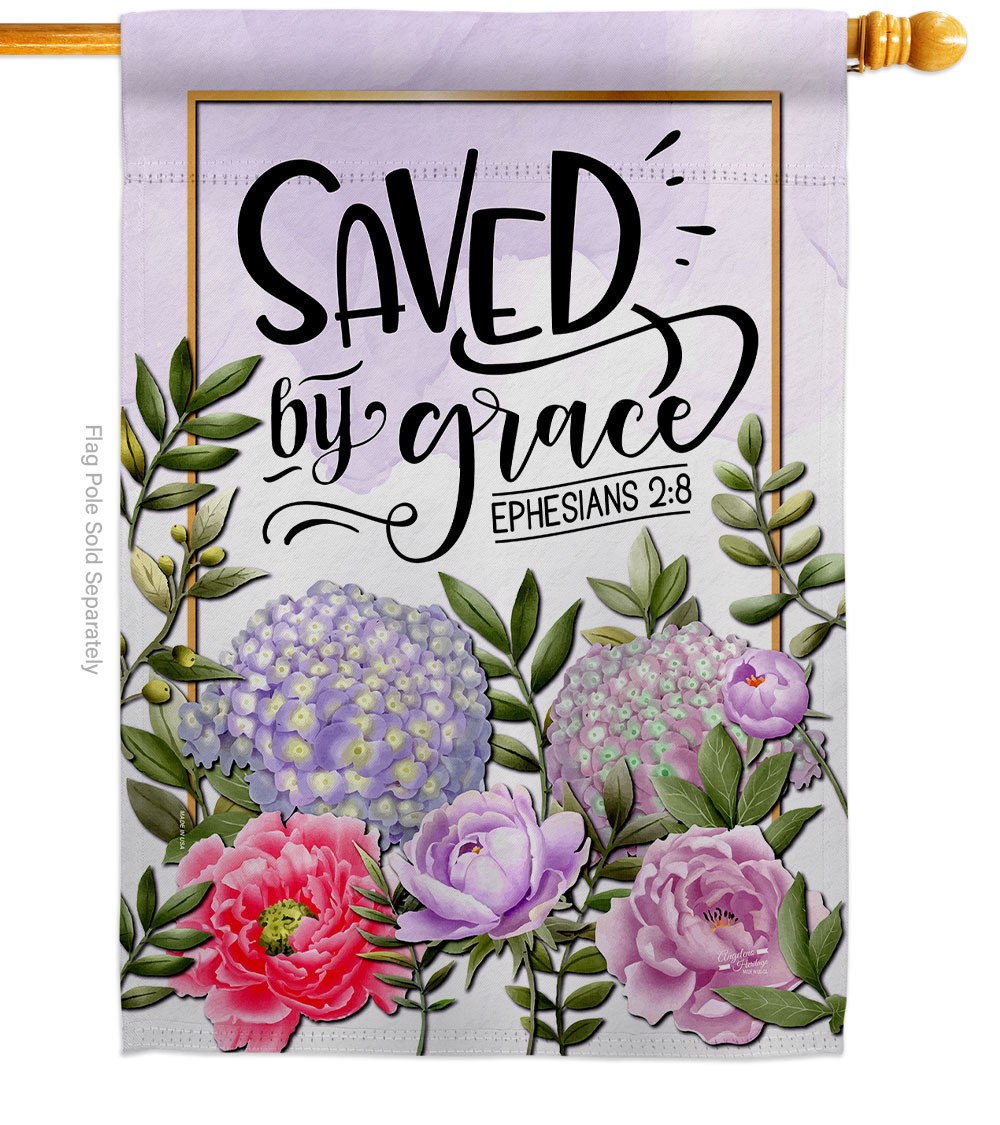 Saved by Grace Religious Bible Verses Double-Sided Garden Decorative House Flag, Multi Color