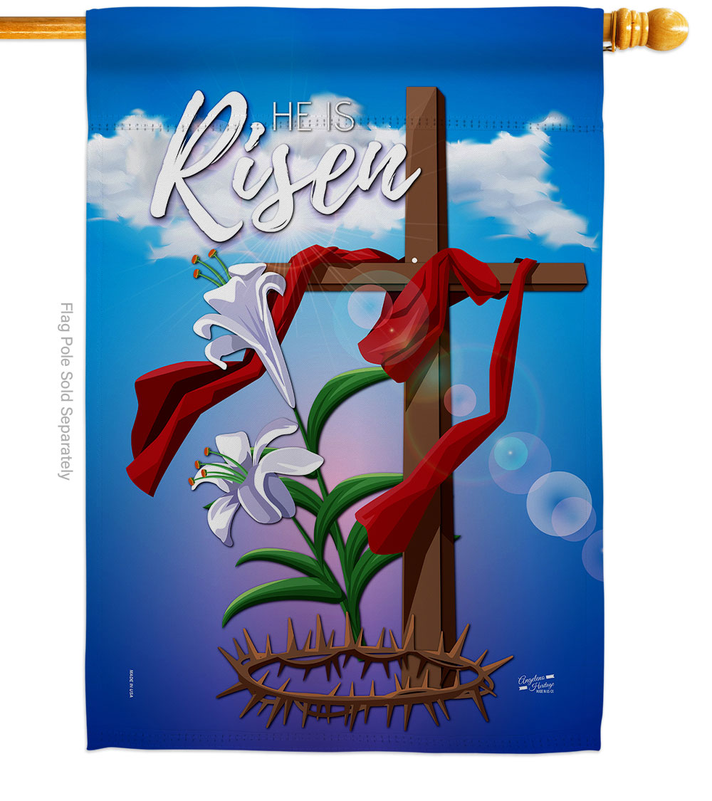 Easter Cross Religious Faith Double-Sided Garden Decorative House Flag, Multi Color