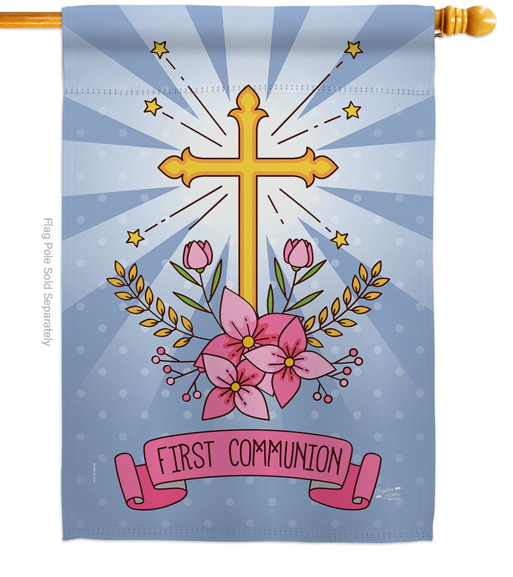 Holy Communion Religious First Double-Sided Garden Decorative House Flag, Multi Color