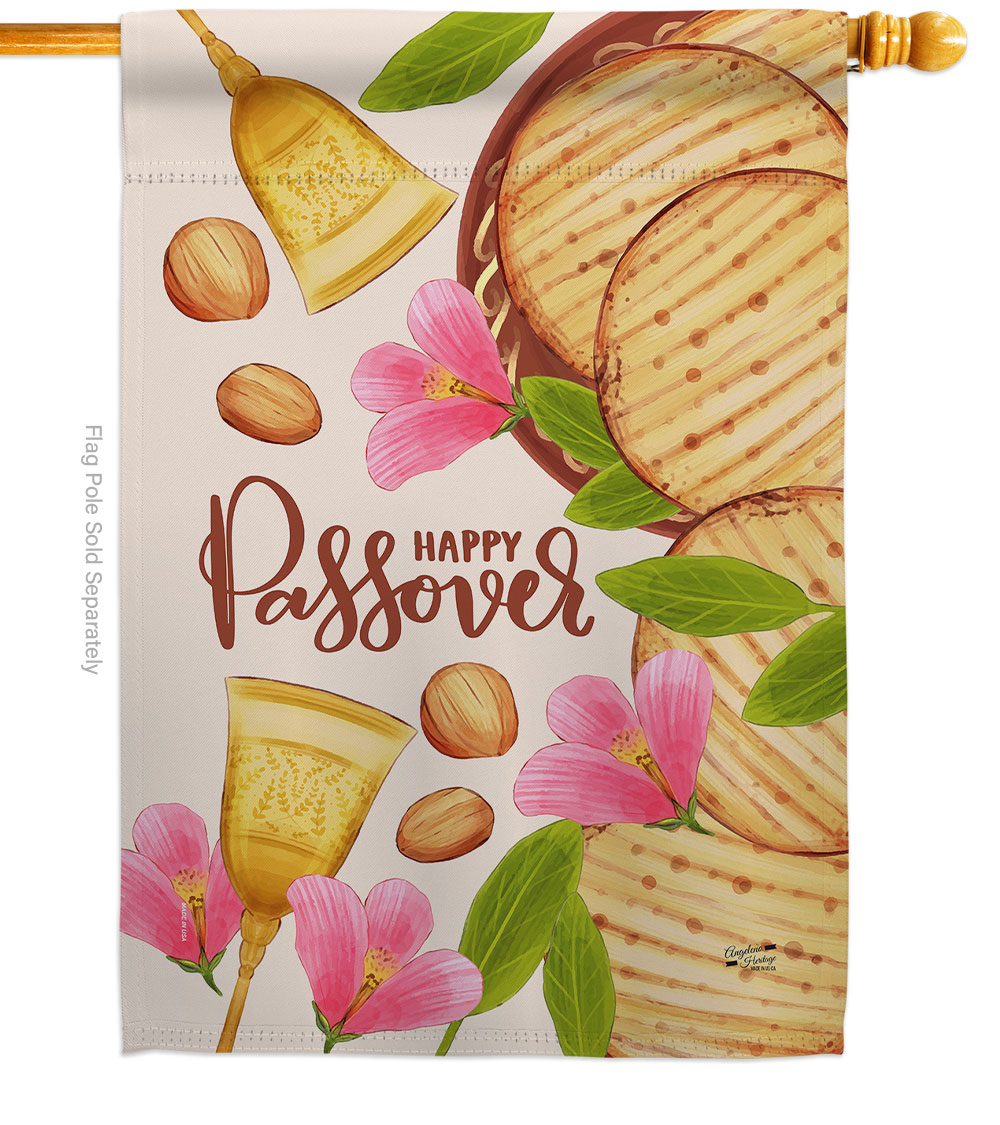 Happy Pesach Religious Passover Double-Sided Garden Decorative House Flag, Multi Color
