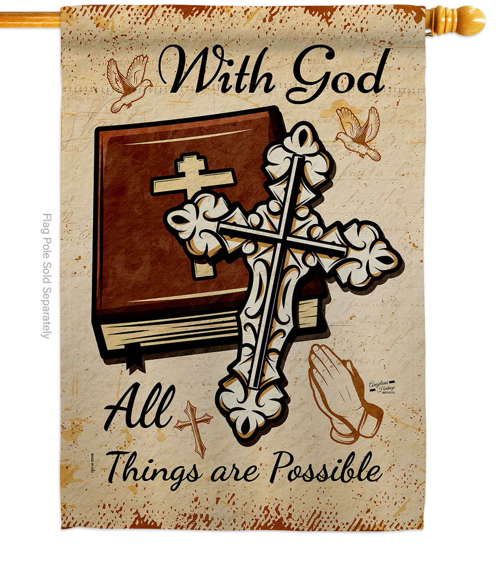 Things are Possible Religious Bible Verses Double-Sided Garden Decorative House Flag, Multi Color