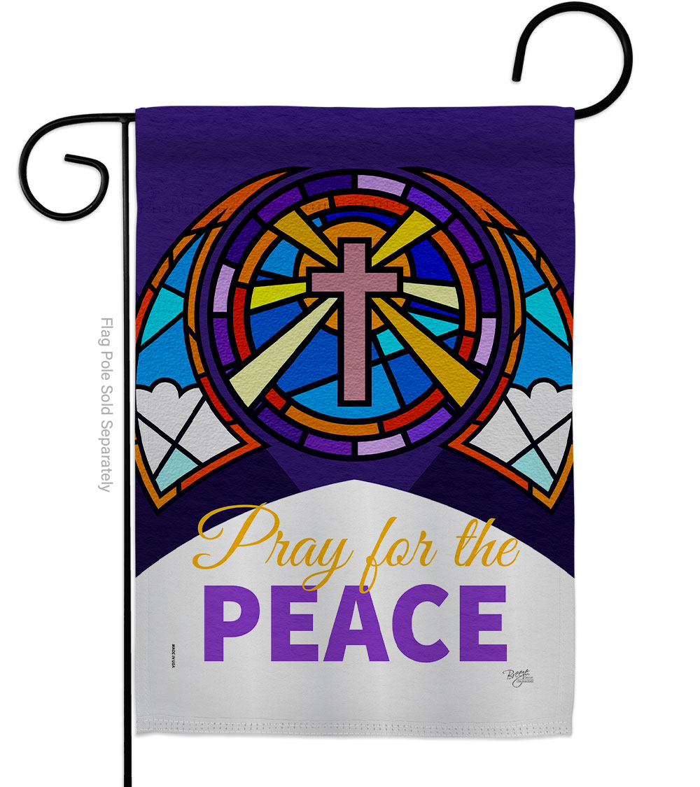 Pray for Peace Religious Faith Double-Sided Decorative Garden Flag, Multi Color