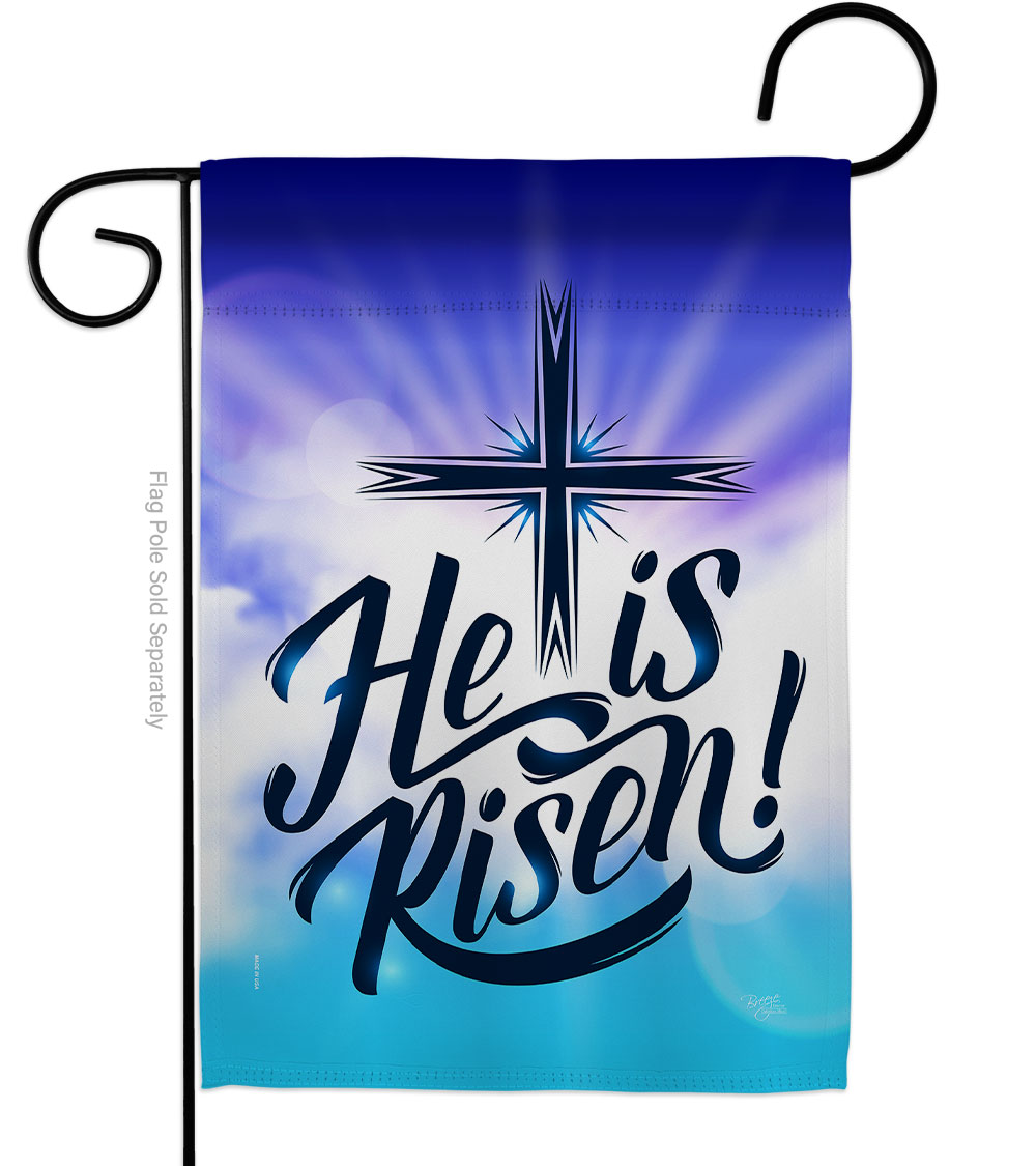 G153077-BO He is Risen Religious Faith Double-Sided Decorative Garden Flag, Multi Color