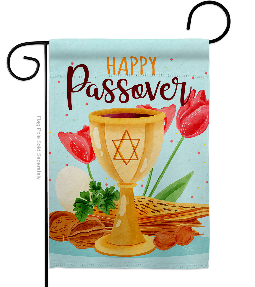 G153093-BO Joyous Passover Religious Double-Sided Decorative Garden Flag, Multi Color
