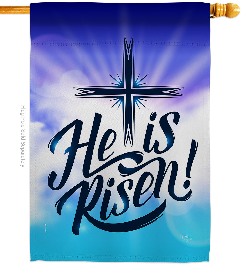 He is Risen Religious Faith Double-Sided Garden Decorative House Flag, Multi Color