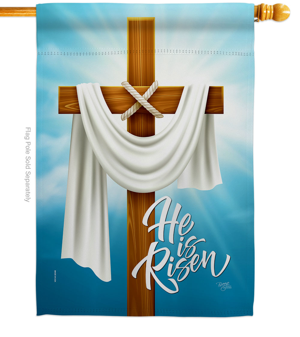 He is Risen Religious Faith Double-Sided Garden Decorative House Flag, Multi Color