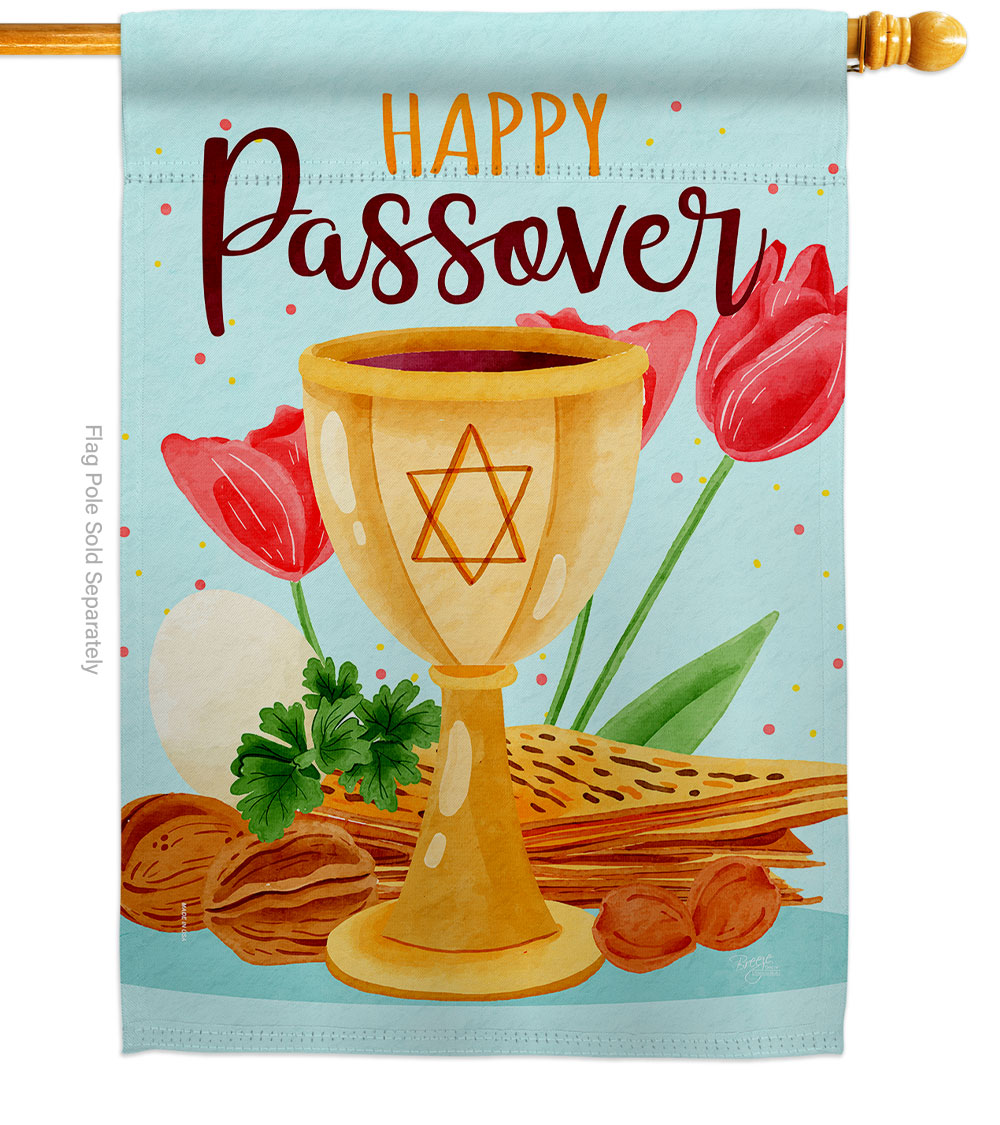 Joyous Passover Religious Double-Sided Garden Decorative House Flag, Multi Color