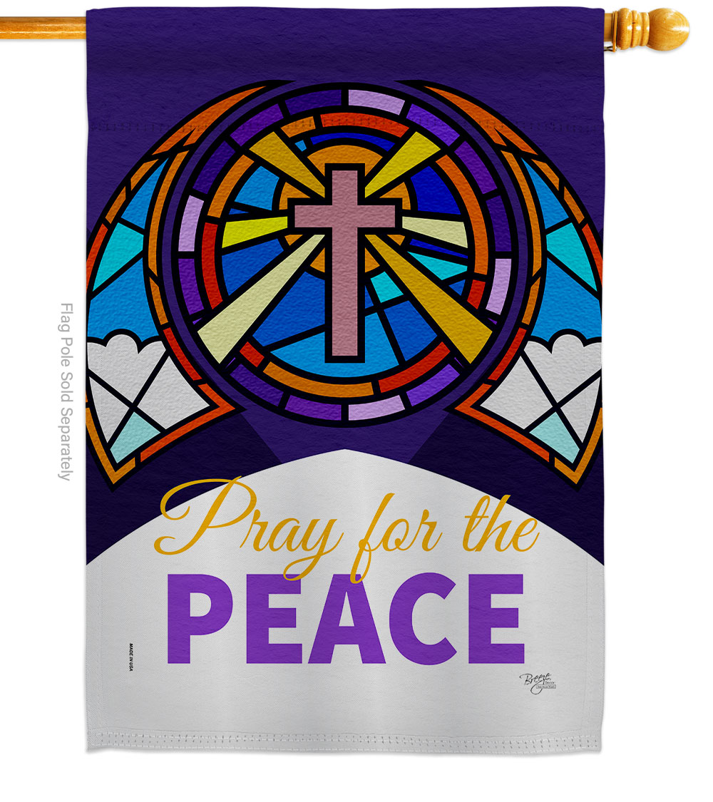 Pray for Peace Religious Faith Double-Sided Garden Decorative House Flag, Multi Color