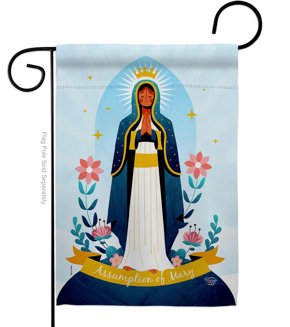 Assumption of Mary Religious Faith Double-Sided Decorative Garden Flag, Multi Color