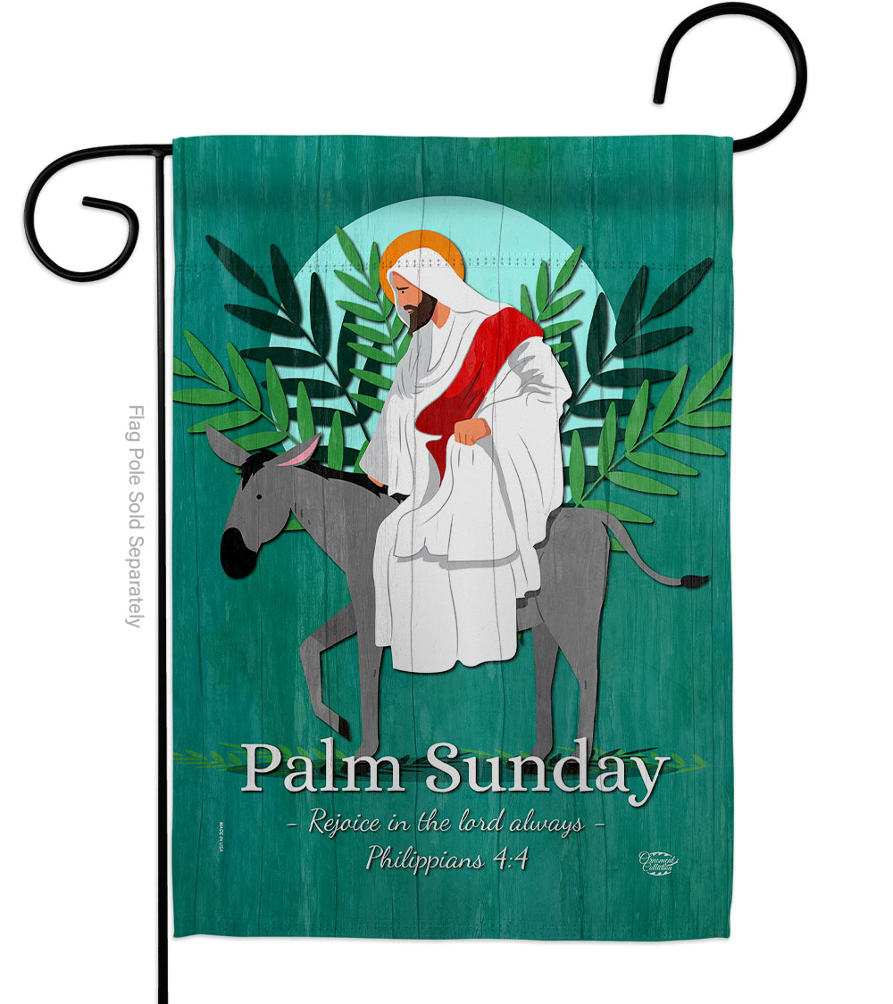 Rejoice Palm Sunday Religious Faith Double-Sided Decorative Garden Flag, Multi Color