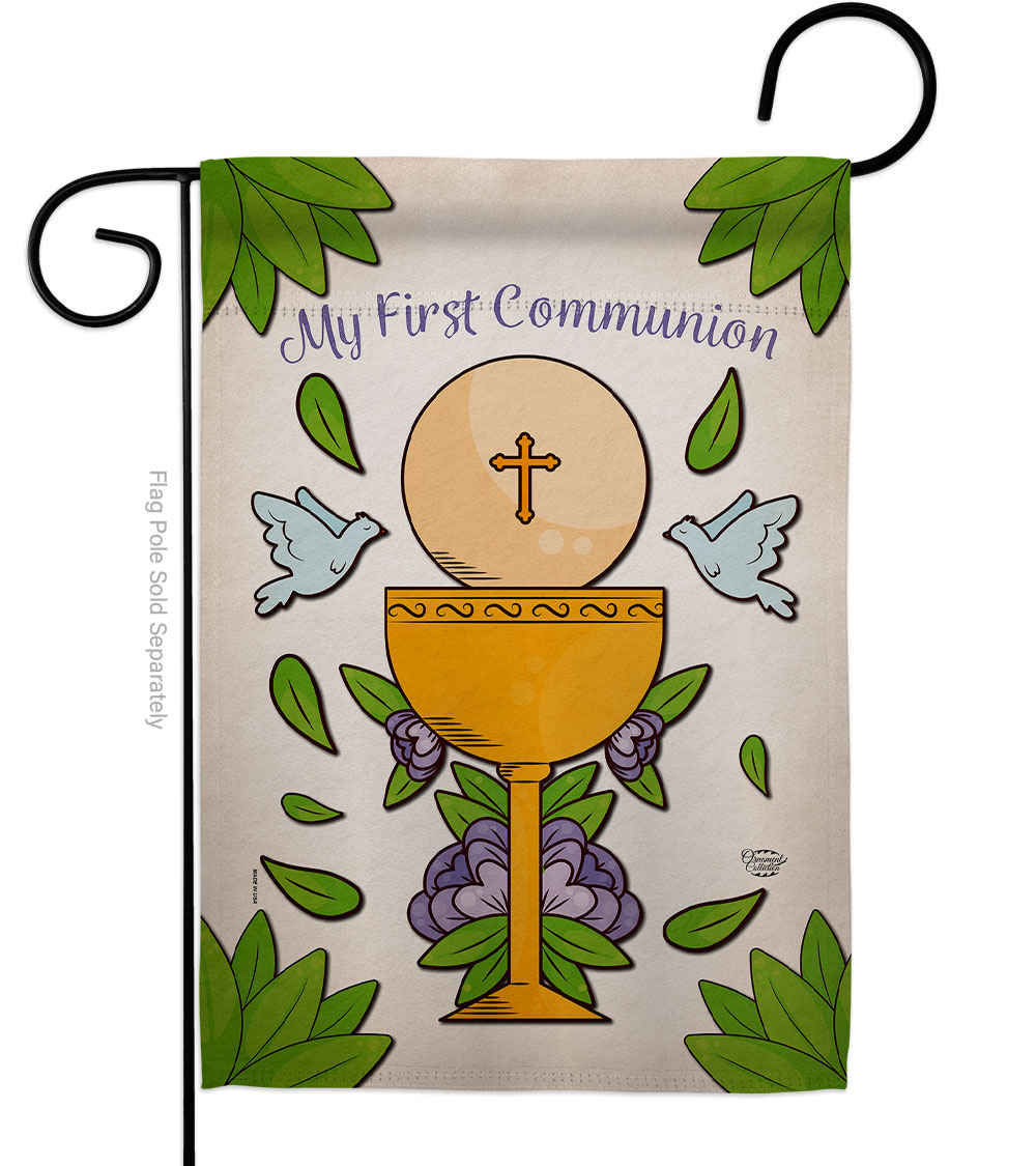 My Holy Communion Religious Faith Double-Sided Decorative Garden Flag, Multi Color