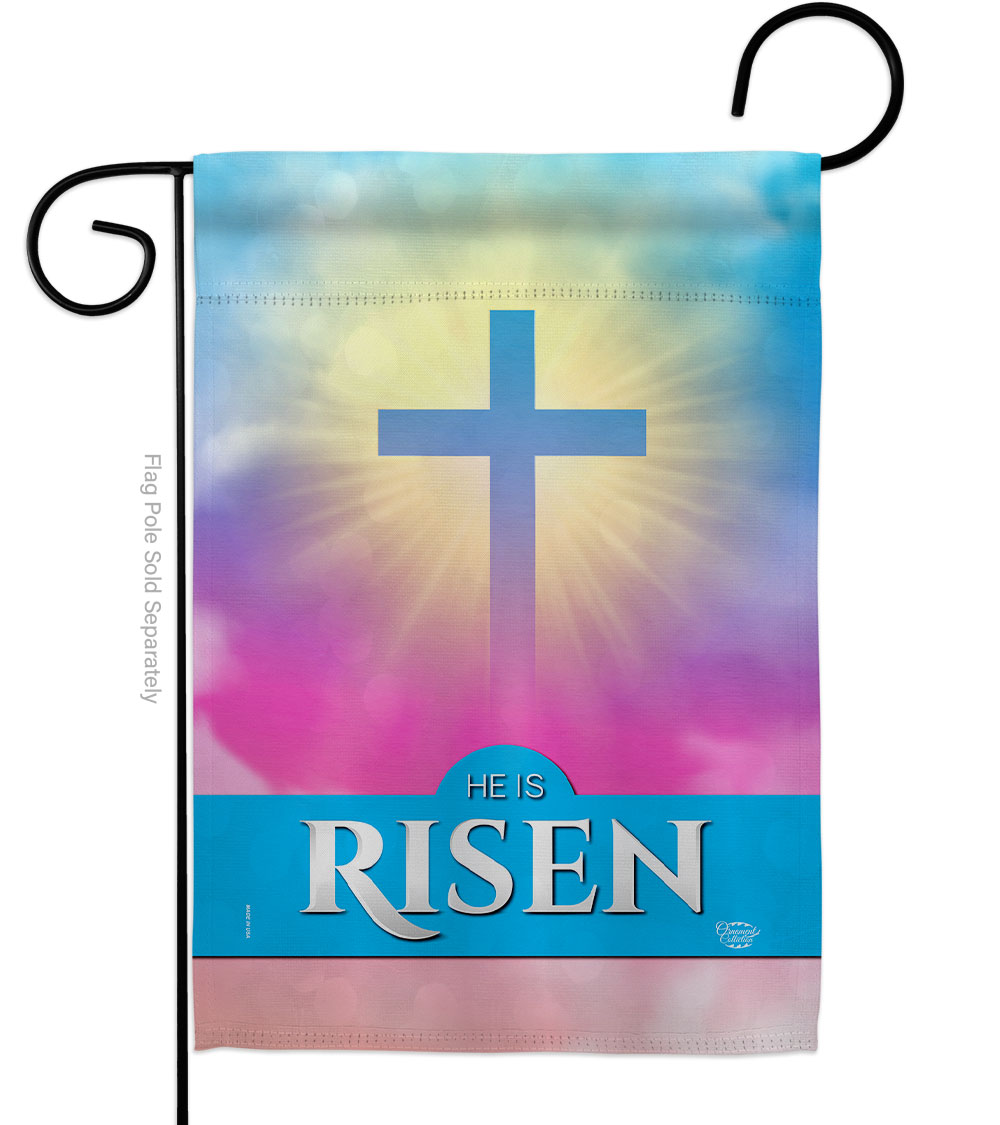 He is Risen Religious Faith Double-Sided Decorative Garden Flag, Multi Color