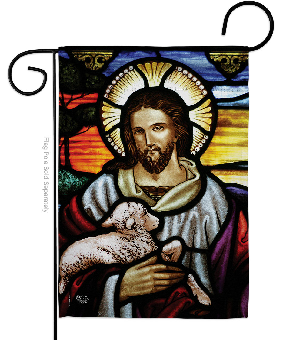 G192082-BO Jesus is the Good Shepherd Religious Faith Double-Sided Decorative Garden Flag, Multi Color