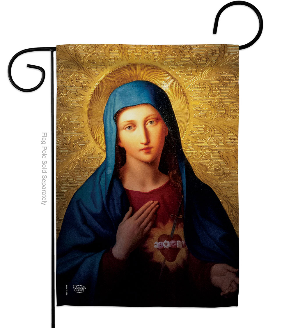 G192084-BO Sacred Heart of Mary Religious Faith Double-Sided Decorative Garden Flag, Multi Color