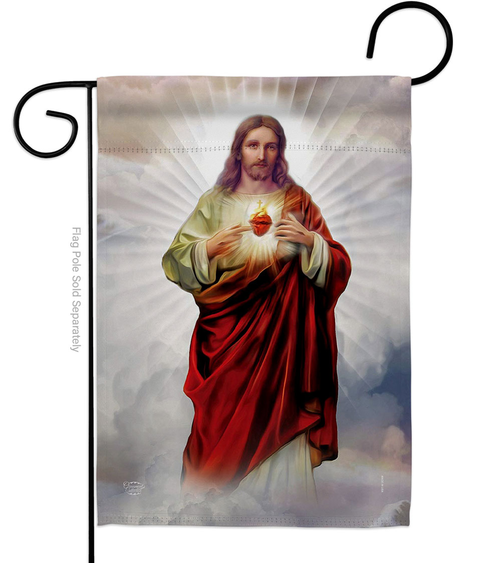 G192161-BO Sacred Heart of Jesus Religious Faith Double-Sided Decorative Garden Flag, Multi Color