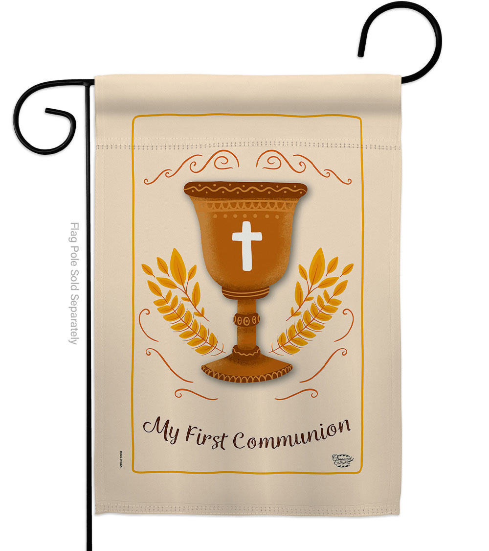 My First Communion Religious Double-Sided Decorative Garden Flag, Multi Color