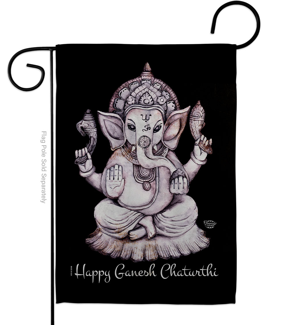 Ganesh Chaturthi Religious Double-Sided Decorative Garden Flag, Multi Color