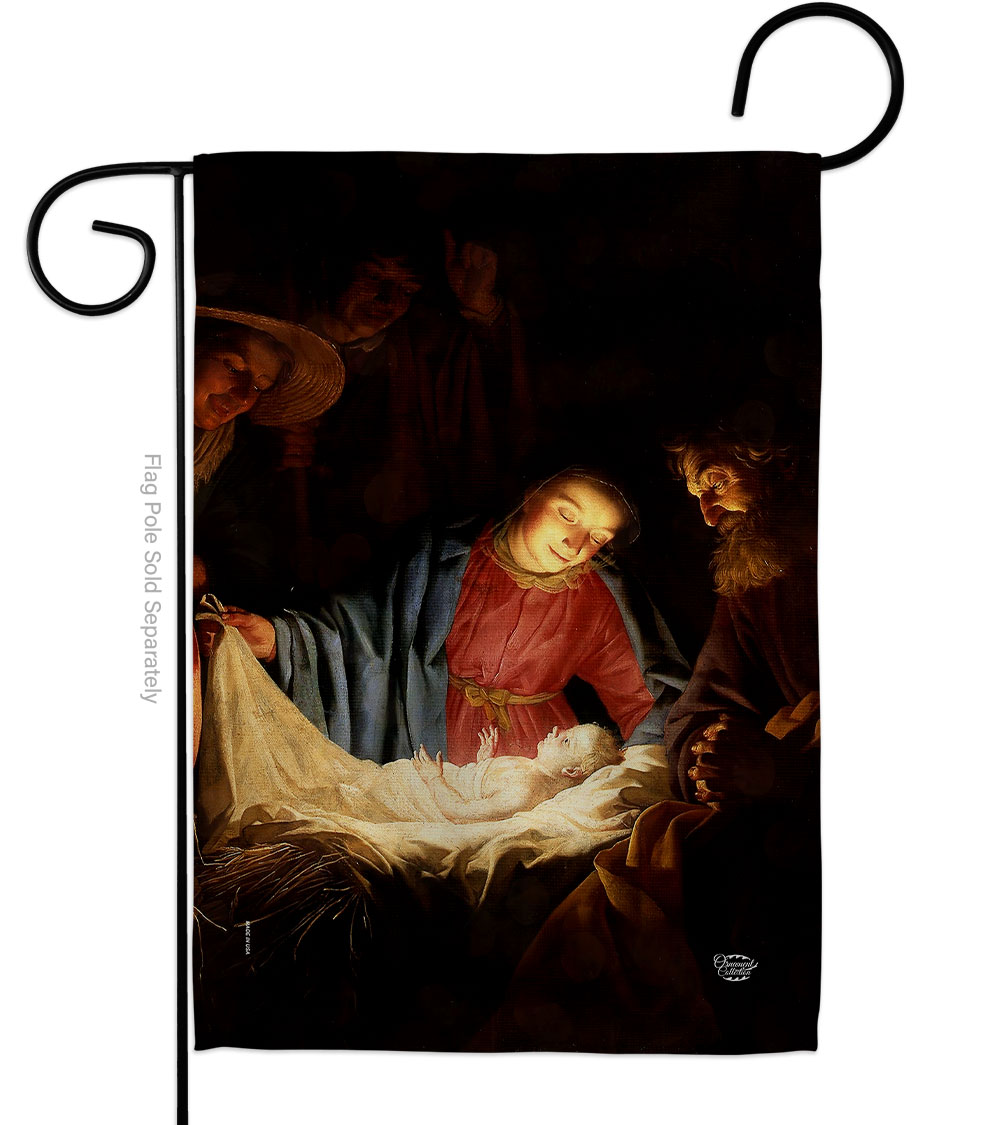 G192550-BO Adoration of the Shepherds Religious Faith Double-Sided Decorative Garden Flag, Multi Color