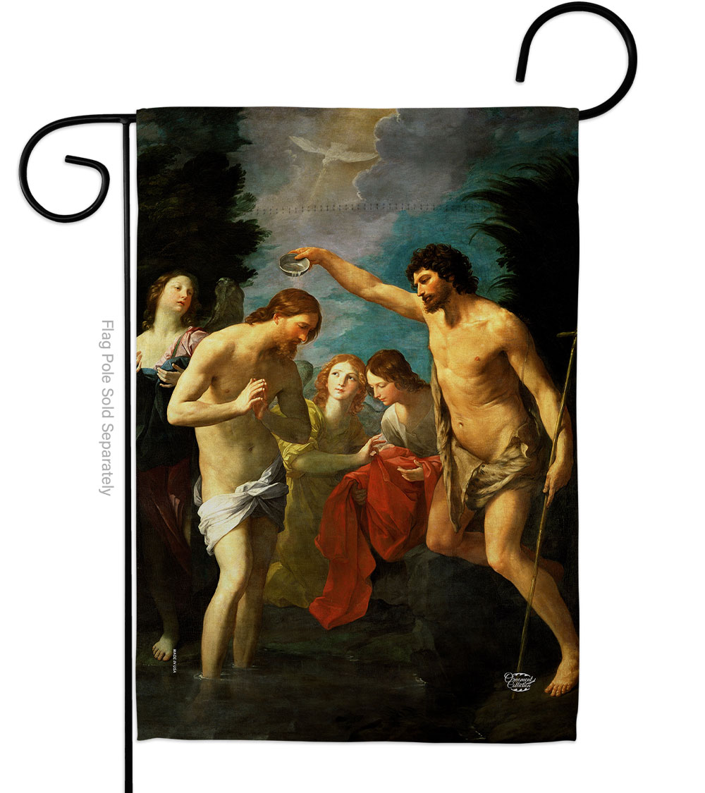 G192552-BO The Baptism of Christ Religious Faith Double-Sided Decorative Garden Flag, Multi Color
