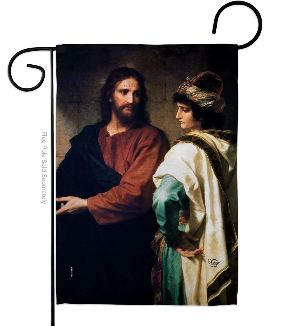 G192553-BO Christ & the Rich Young Ruler Religious Faith Double-Sided Decorative Garden Flag, Multi Color