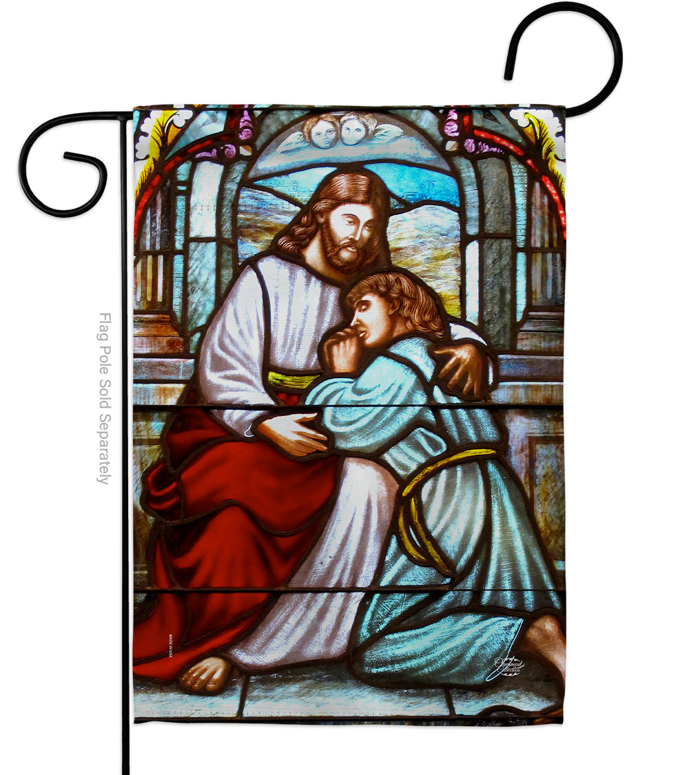 Virgin Mary Blue Religious Faith Double-Sided Decorative Garden Flag, Multi Color