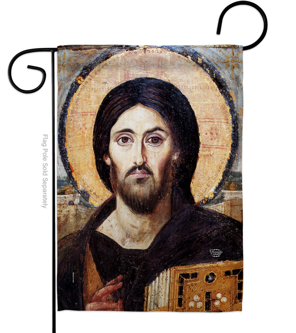 Christ Pantocrator Religious Faith Double-Sided Decorative Garden Flag, Multi Color