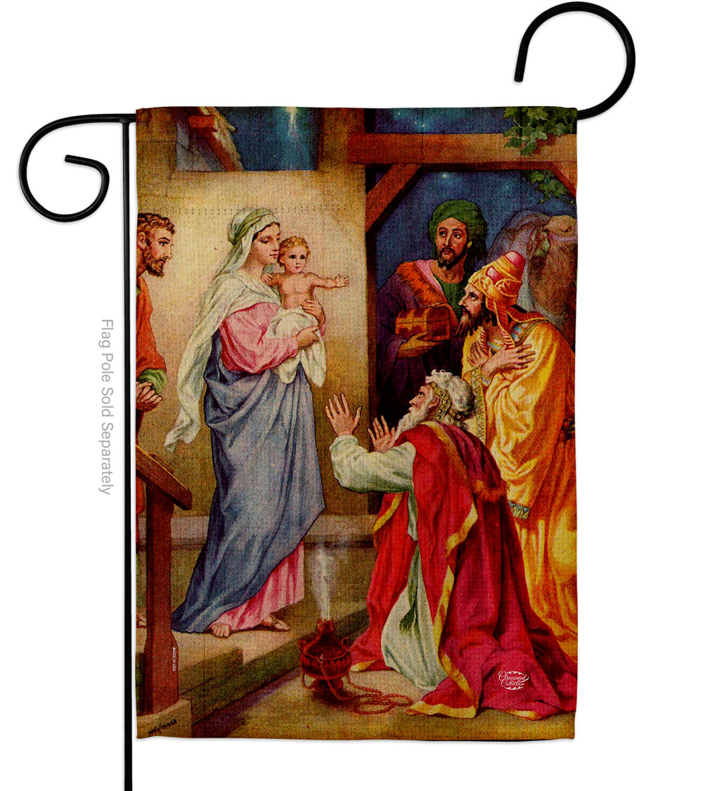 G192564-BO The Visit of Wise Men Religious Faith Double-Sided Decorative Garden Flag, Multi Color