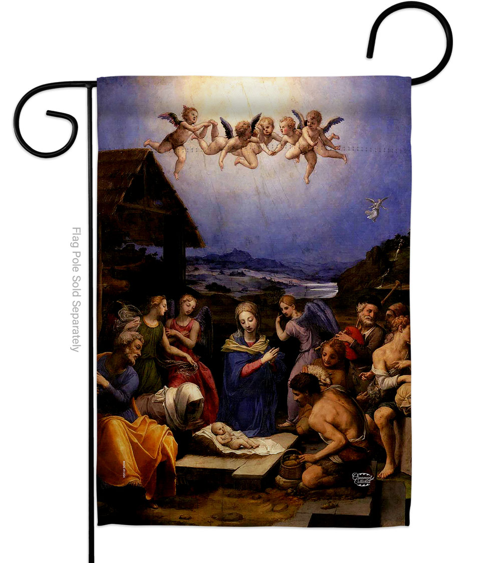 G192567-BO The Adoration of Shepherds Religious Faith Double-Sided Decorative Garden Flag, Multi Color