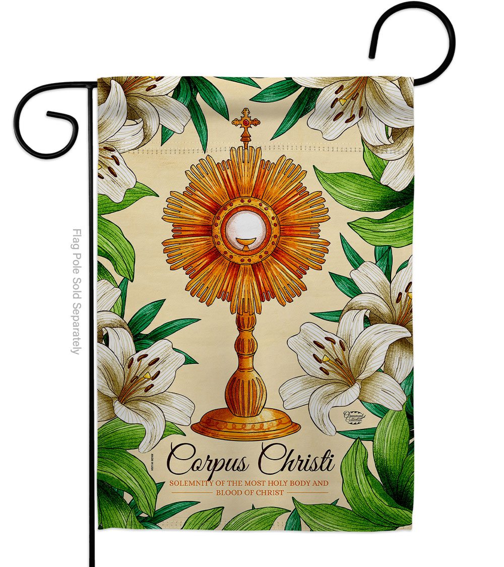 Lilys Corpus Christi Religious First Communion Double-Sided Decorative Garden Flag, Multi Color