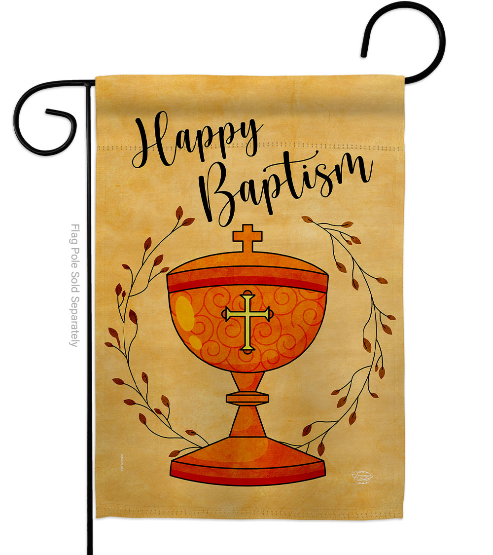 Happy Baptism Religious & Christening Double-Sided Decorative Garden Flag, Multi Color