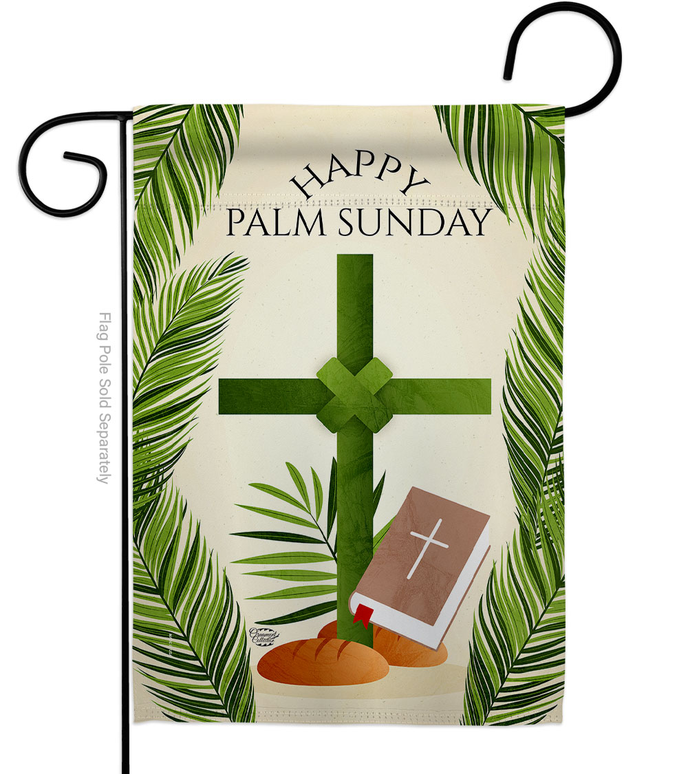 Happy Palm Sunday Religious Faith Double-Sided Decorative Garden Flag, Multi Color