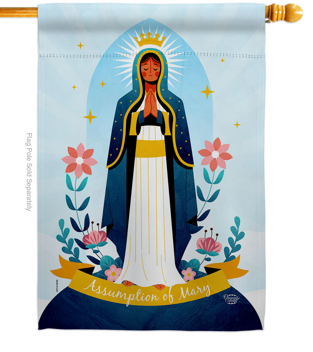 H190048-BO Assumption of Mary Religious Faith Double-Sided Garden Decorative House Flag, Multi Color