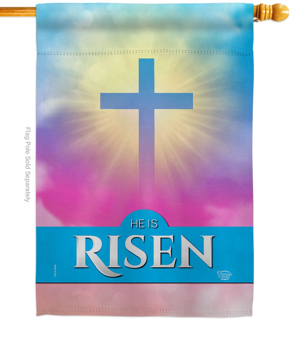 He is Risen Religious Faith Double-Sided Garden Decorative House Flag, Multi Color