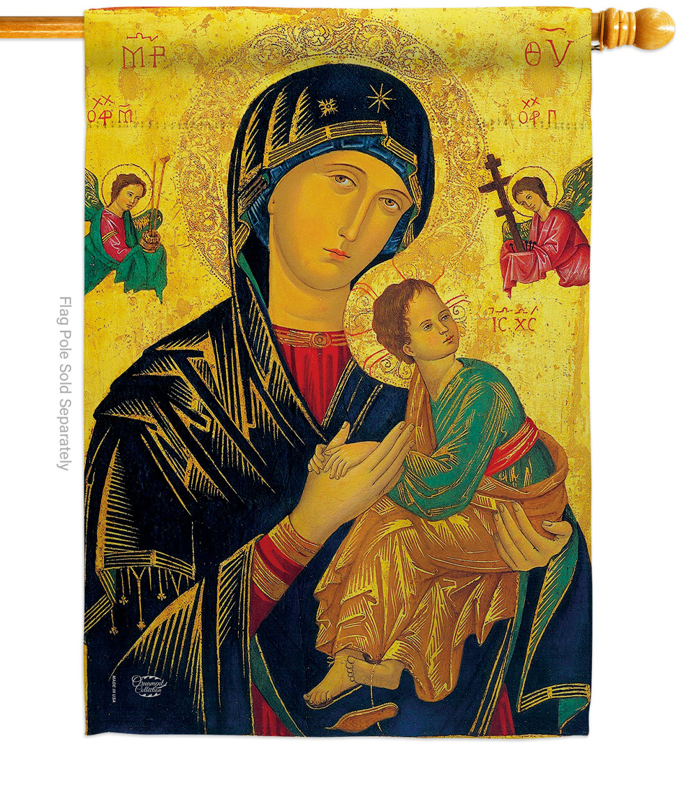 H192081-BO Our Lady of Perpetual Help Religious Faith Double-Sided Garden Decorative House Flag, Multi Color