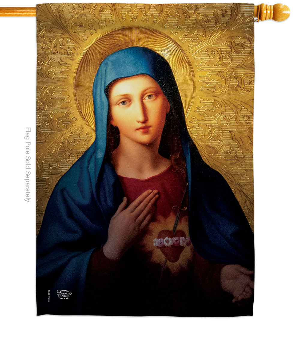 H192084-BO Sacred Heart of Mary Religious Faith Double-Sided Garden Decorative House Flag, Multi Color