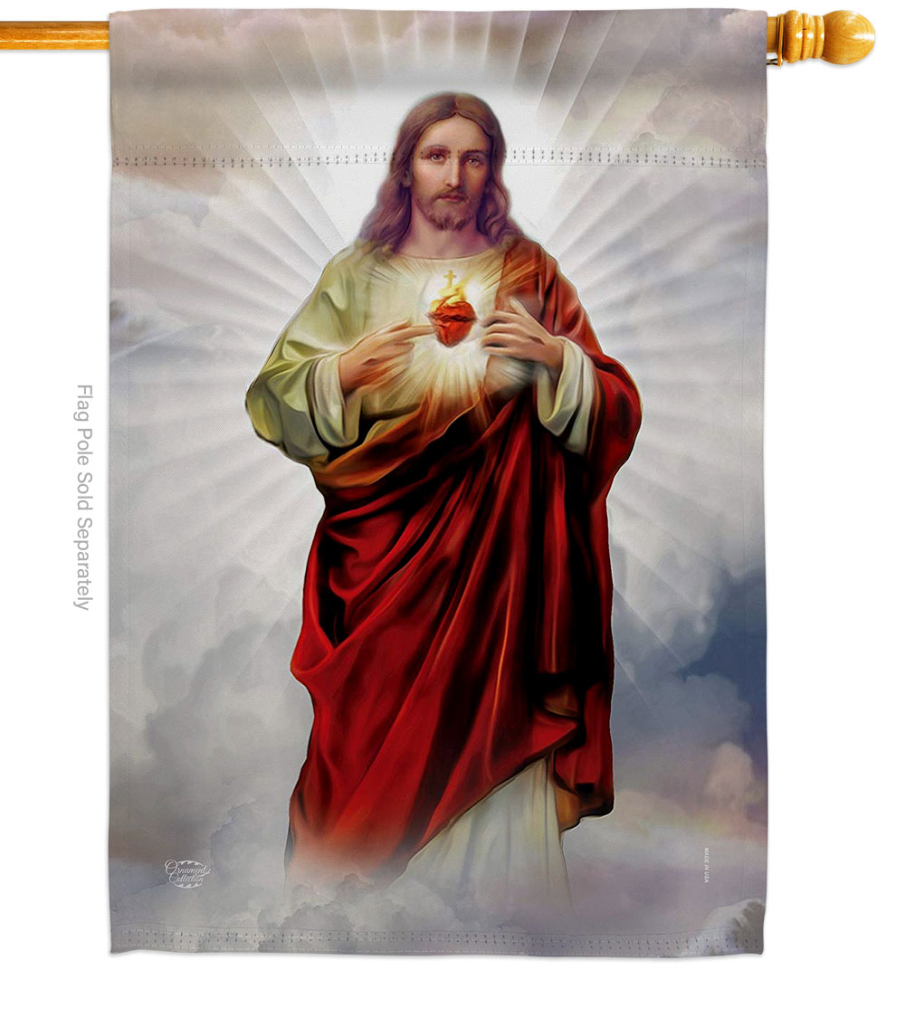 H192161-BO Sacred Heart of Jesus Religious Faith Double-Sided Garden Decorative House Flag, Multi Color