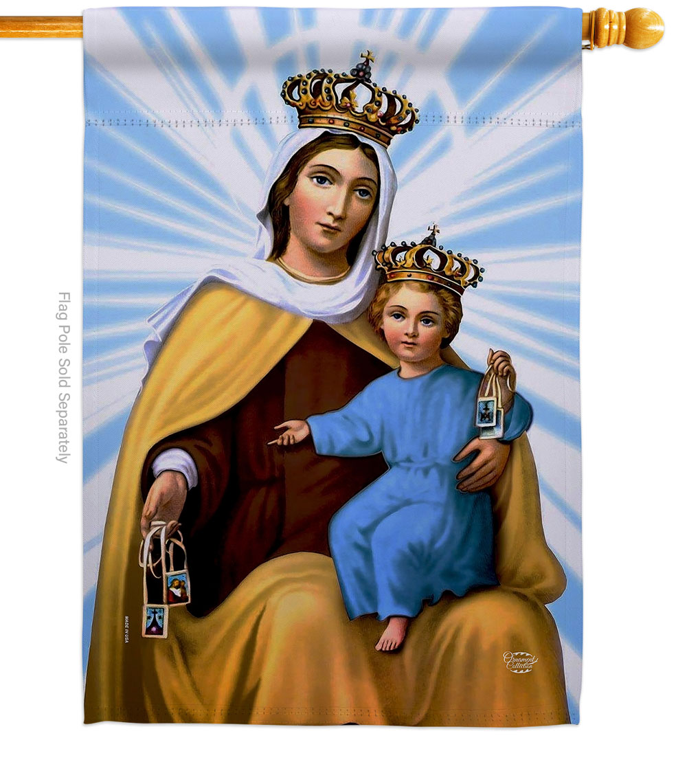 H192165-BO Our Lady of Mount Carmel Religious Faith Double-Sided Garden Decorative House Flag, Multi Color