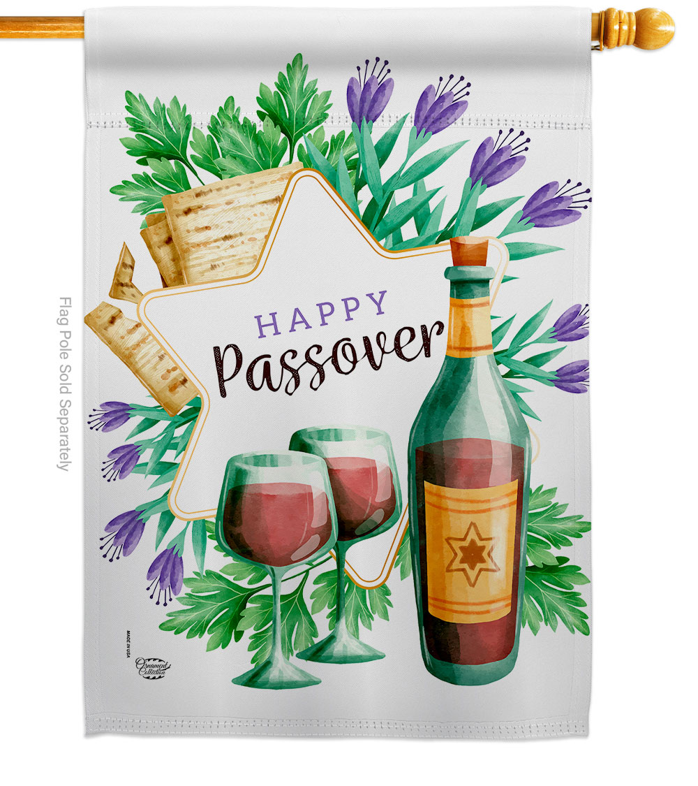 Happy Passover Religious Double-Sided Garden Decorative House Flag, Multi Color