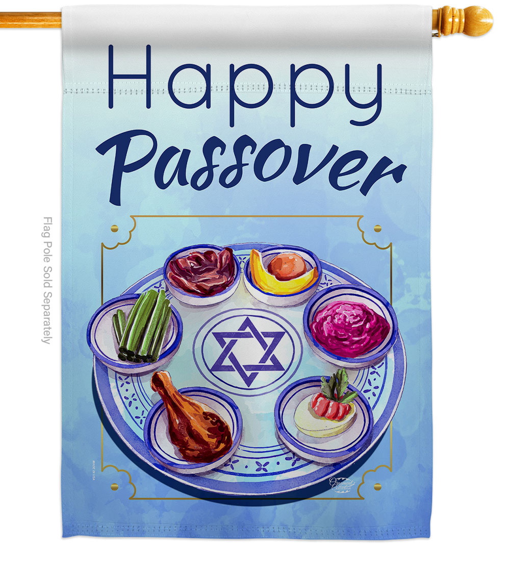 Happy Passover Religious Double-Sided Garden Decorative House Flag, Multi Color