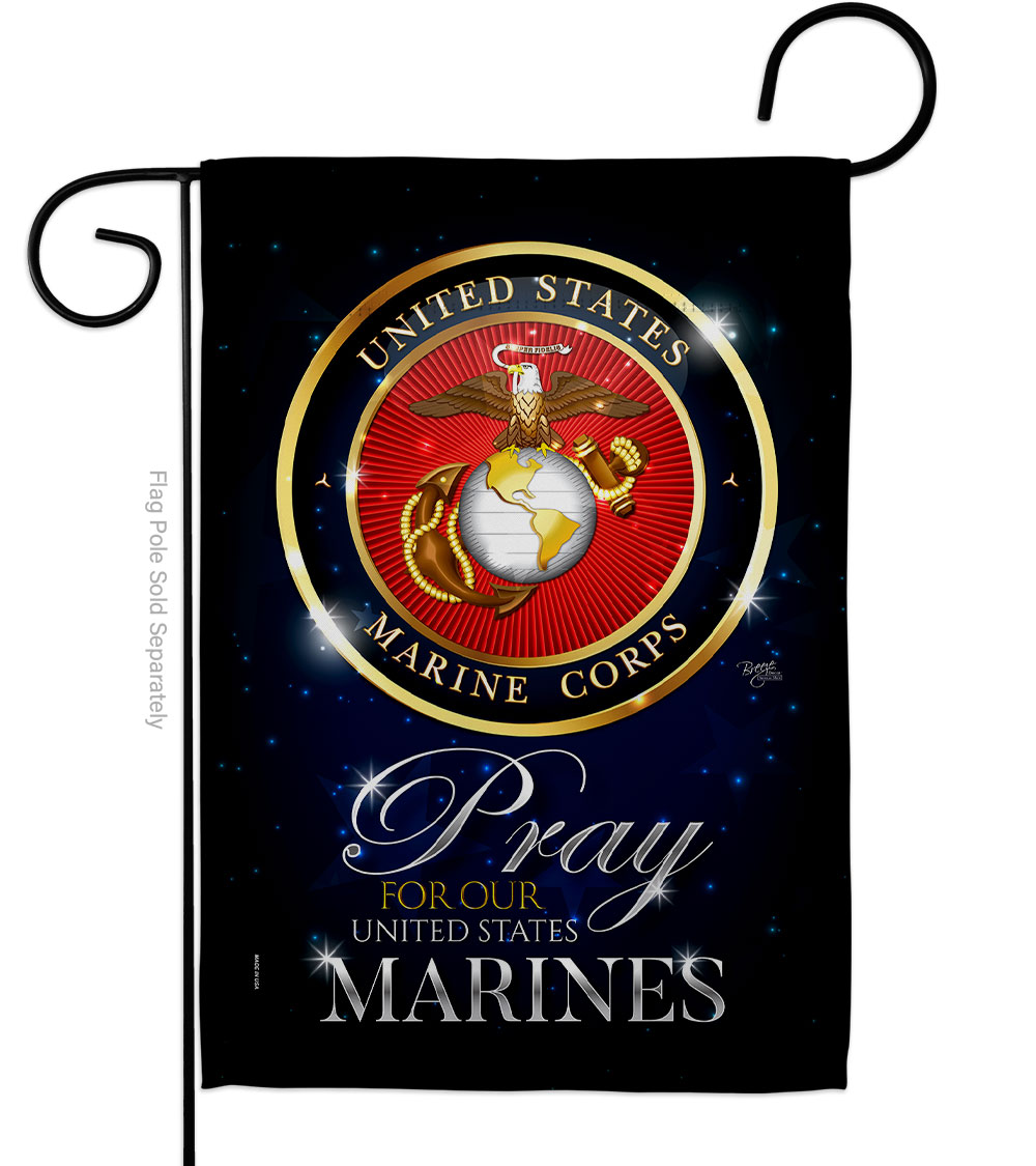 Pray United States Marines Armed Forces Marine Corps Double-Sided Decorative Garden Flag, Multi Color