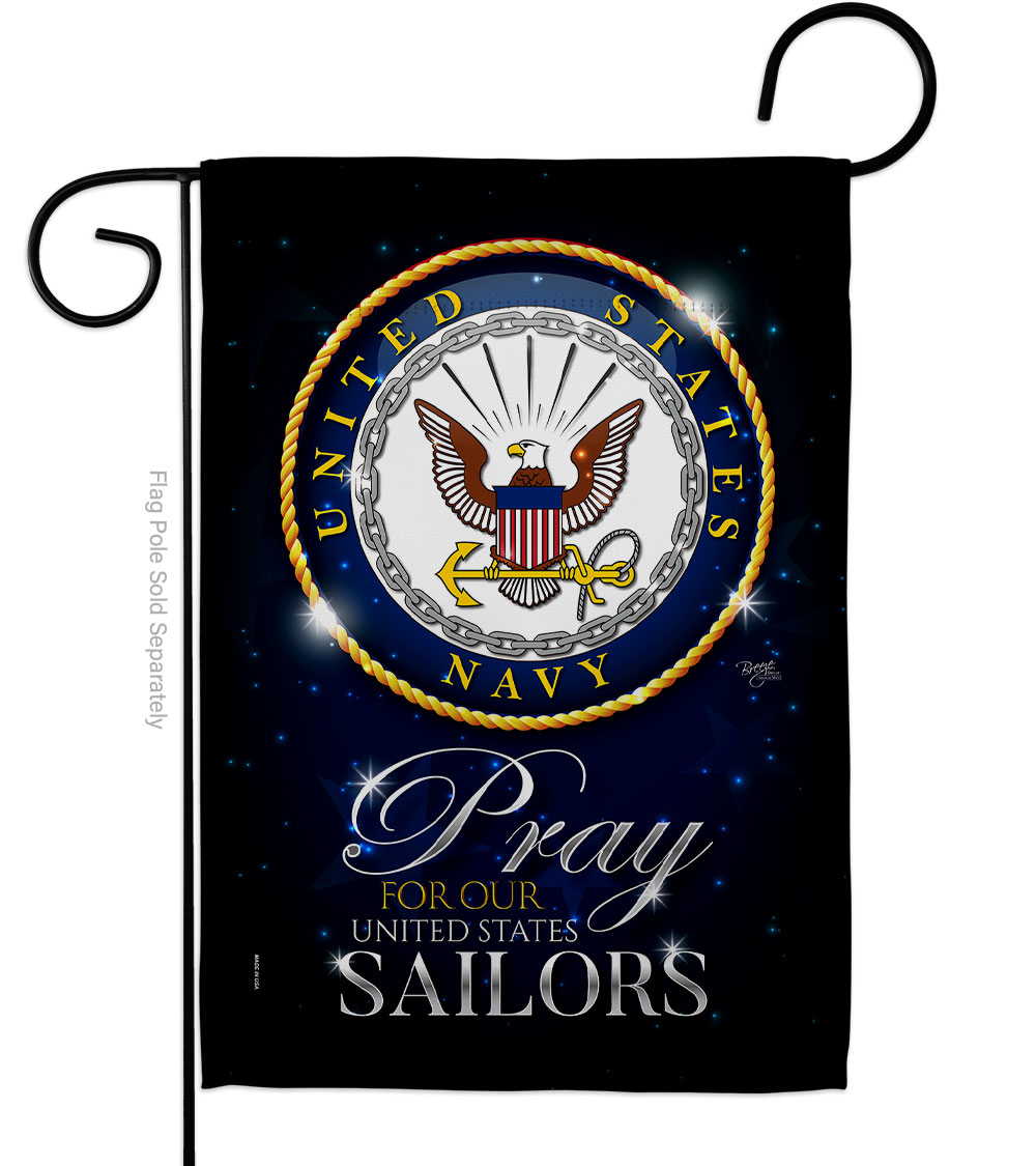 G120066-BO Pray United States Sailors Armed Forces Navy Double-Sided Decorative Garden Flag, Multi Color