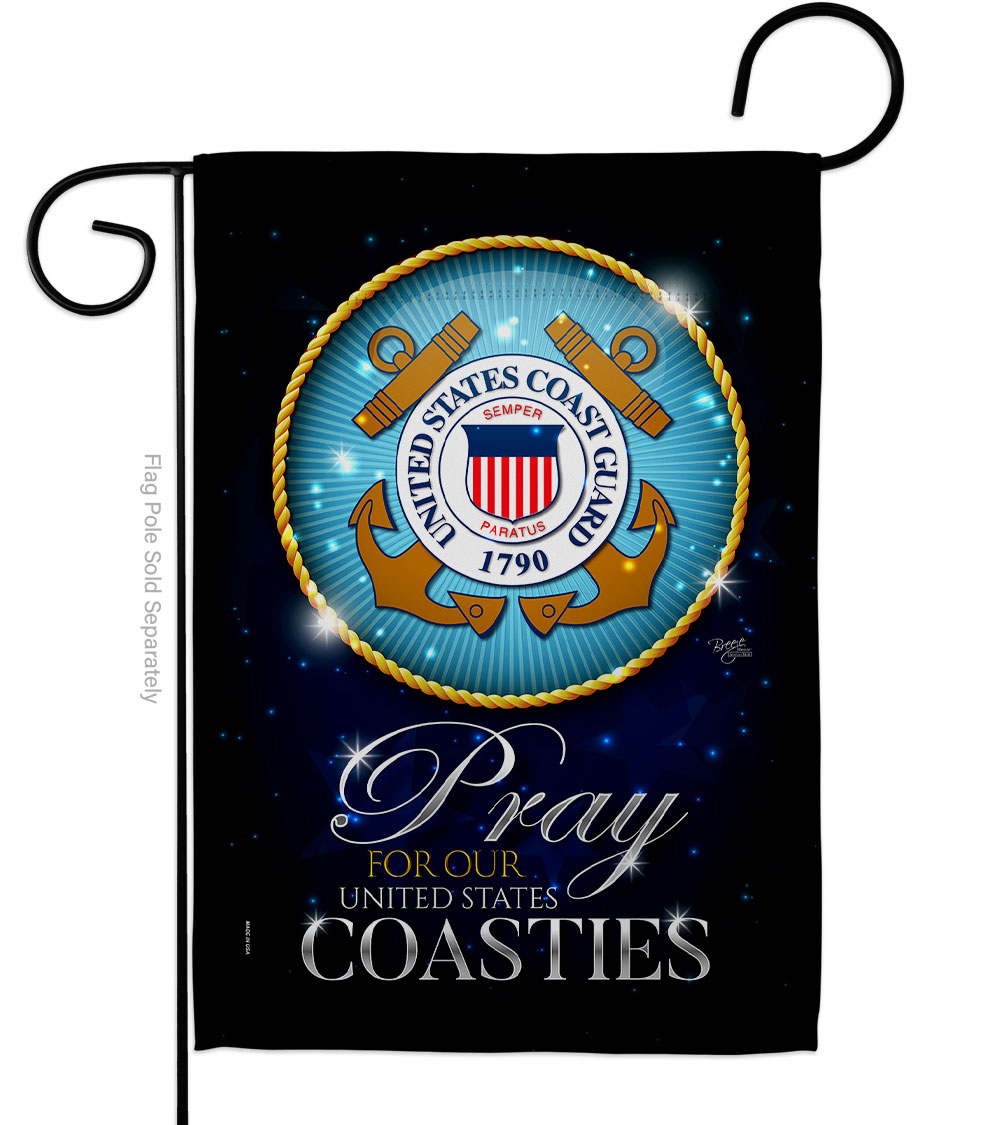 Pray United States Coasties Armed Forces Coast Guard Double-Sided Decorative Garden Flag, Multi Color
