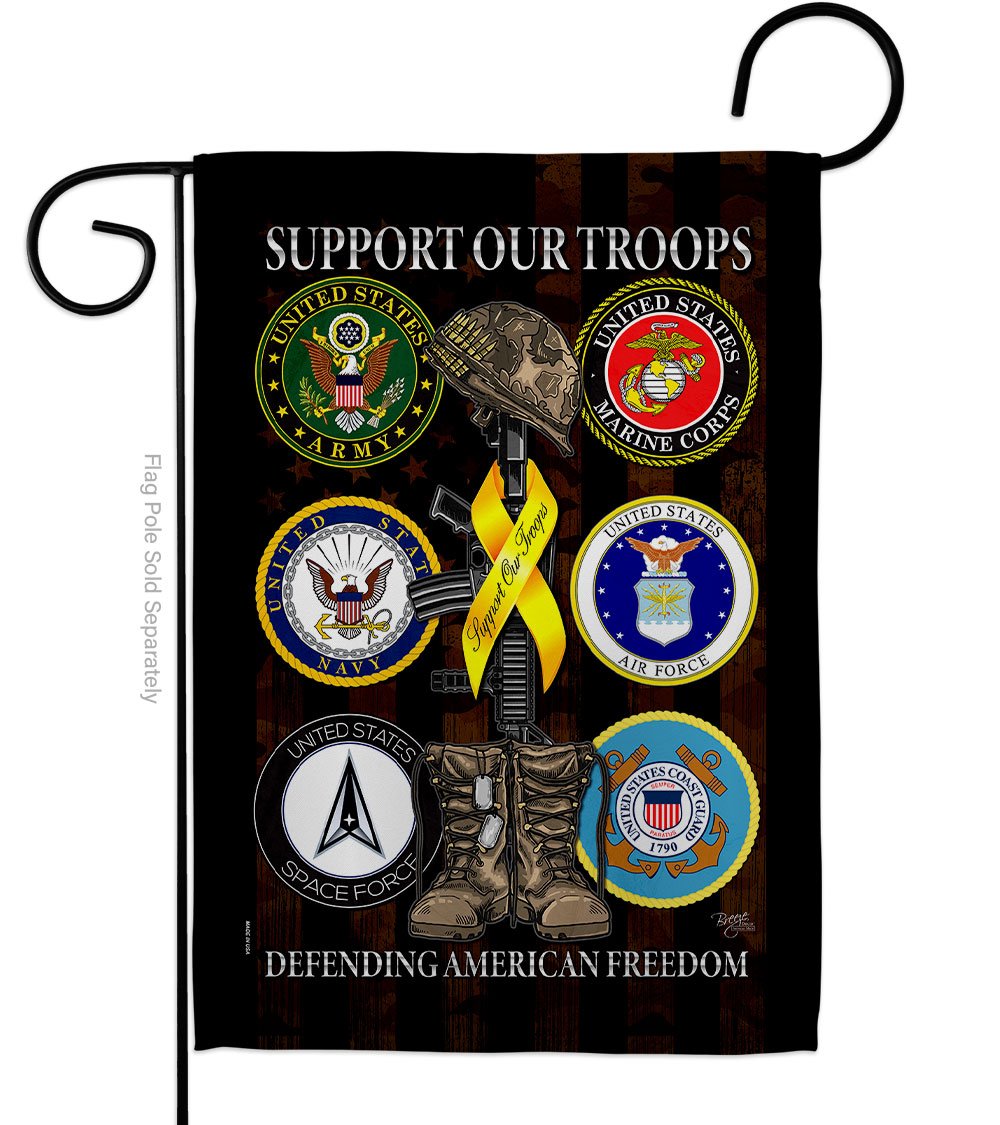 G158667-BO United we Support Armed Forces Military Service Double-Sided Decorative Garden Flag, Multi Color
