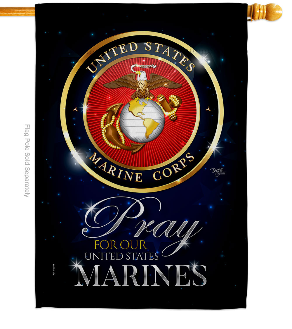 Pray United States Marines Armed Forces Marine Corps Double-Sided Garden Decorative House Flag, Multi Color