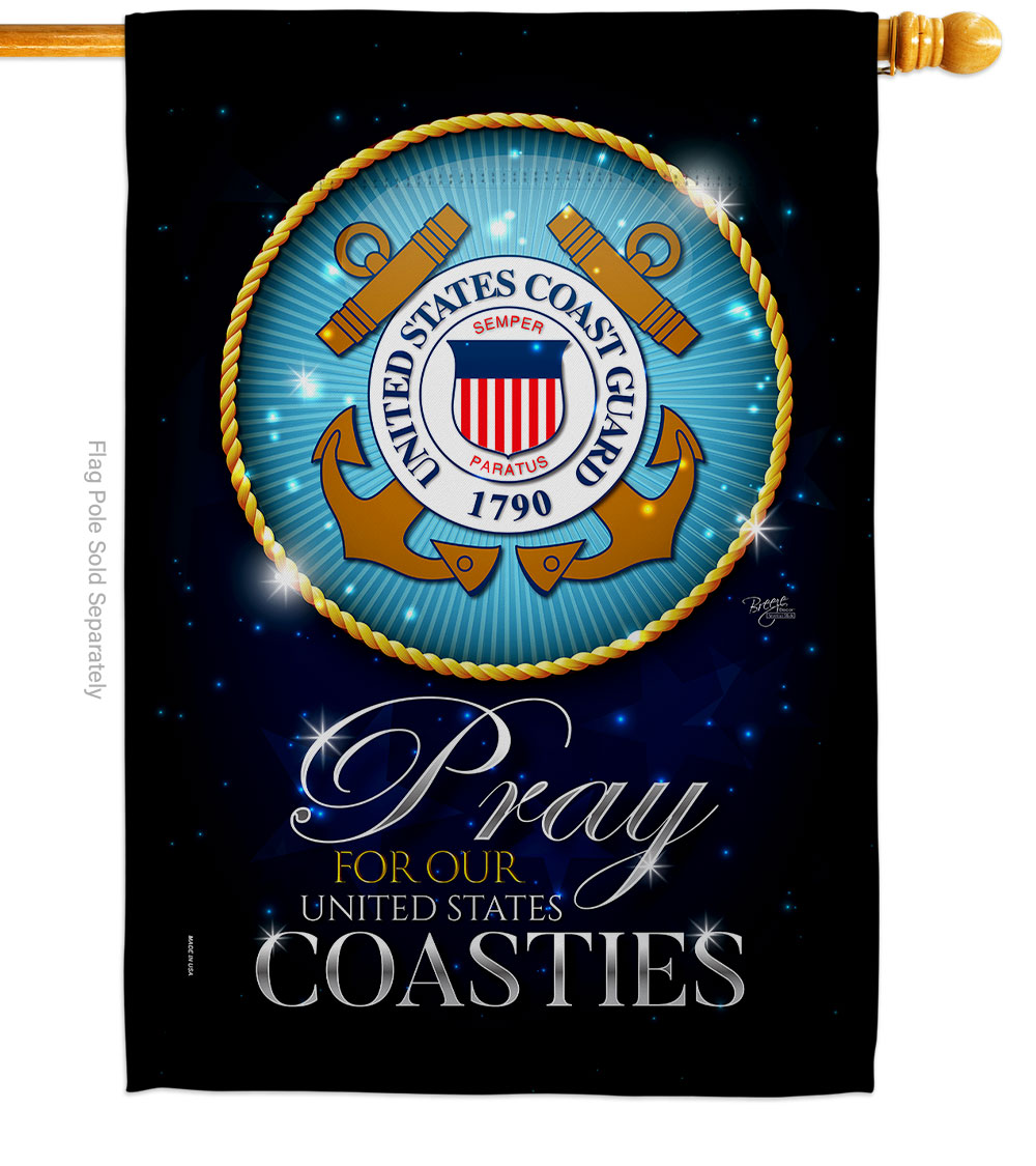 Pray United States Coasties Armed Forces Coast Guard Double-Sided Garden Decorative House Flag, Multi Color