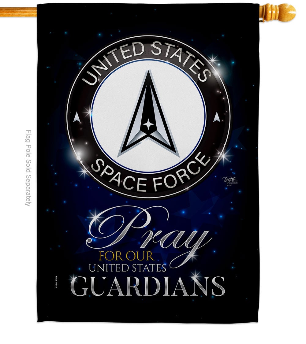 Pray United States Guardians Armed Forces Space Force Double-Sided Garden Decorative House Flag, Multi Color