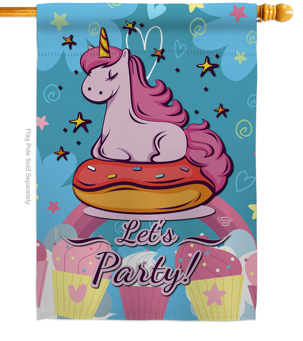 Unicorn Party Celebration Double-Sided Garden Decorative House Flag, Multi Color
