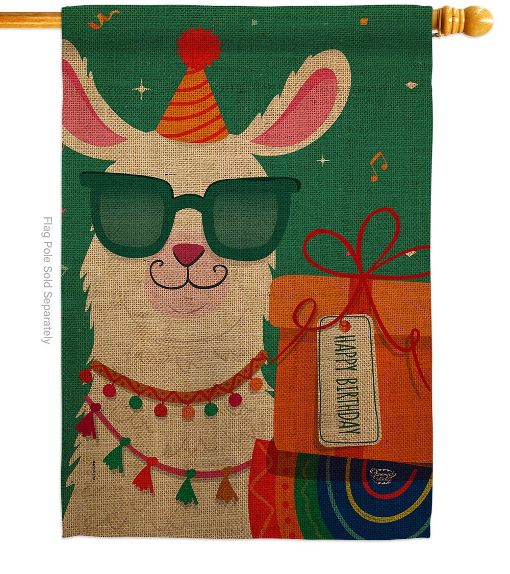 Cool Llamas Birthday Celebration Double-Sided Garden Decorative House Flag, Multi Color