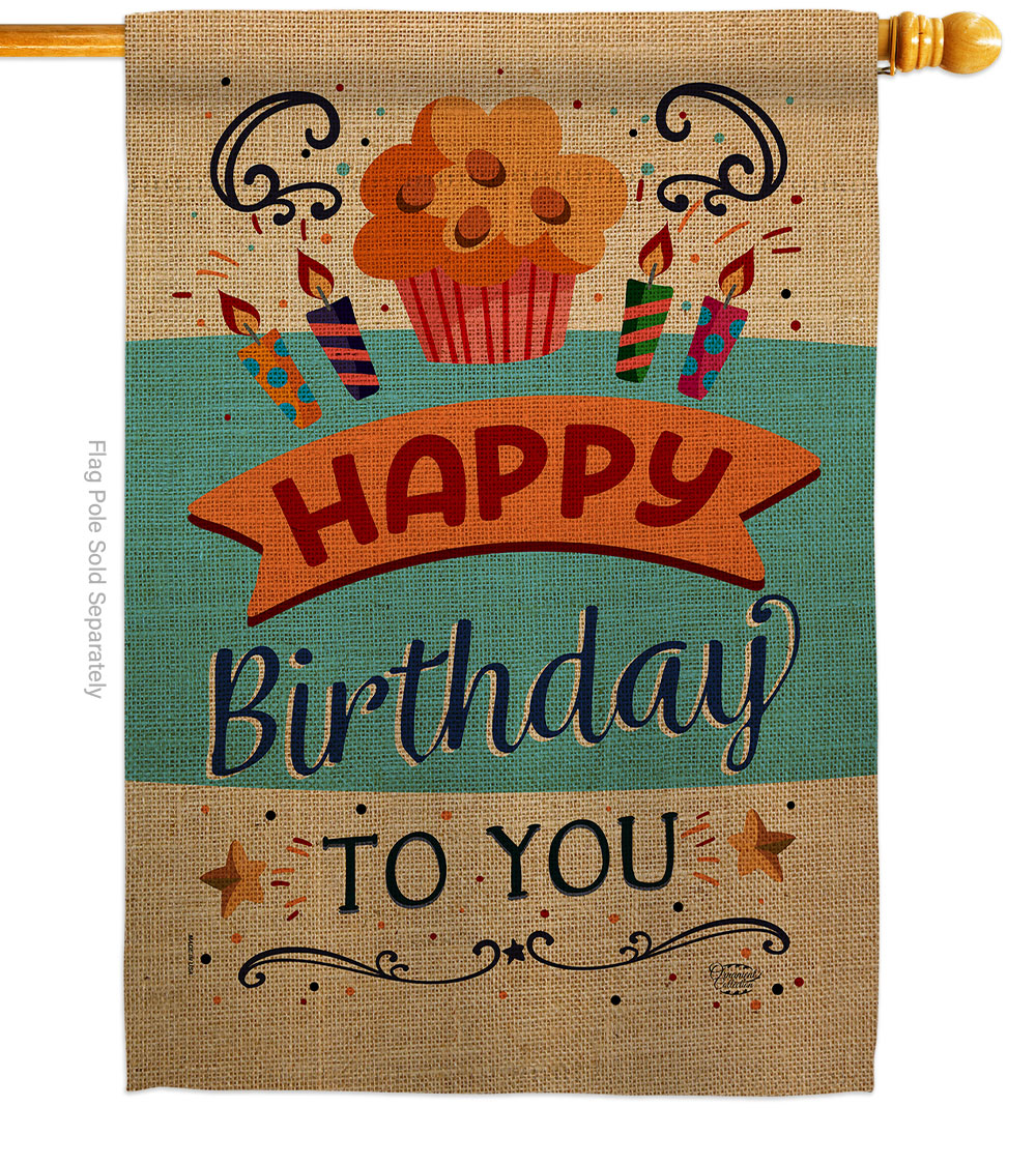 Birthday to You Celebration Double-Sided Garden Decorative House Flag, Multi Color
