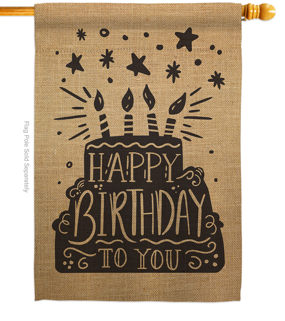 H192223-BO Happy Birthday to You Celebration Double-Sided Garden Decorative House Flag, Multi Color